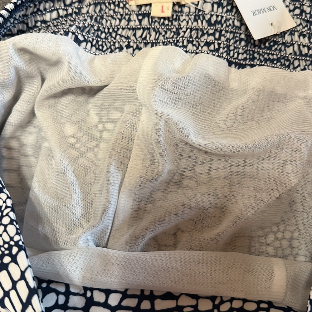 Eight Sixty Wide Flare Blue & White Bellbottom Pants New with Tags - Picture 10 of 12
